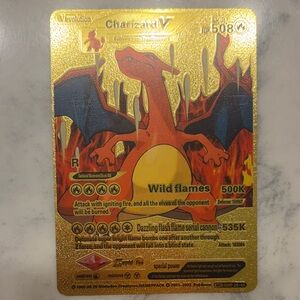 Charizard V Gold Holographic Pokémon Card - Red & Gold